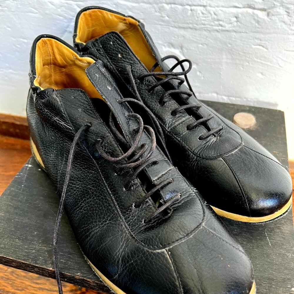 ITALIAN SOFT BLACK LEATHER BOXING SNEAKERS SHOES